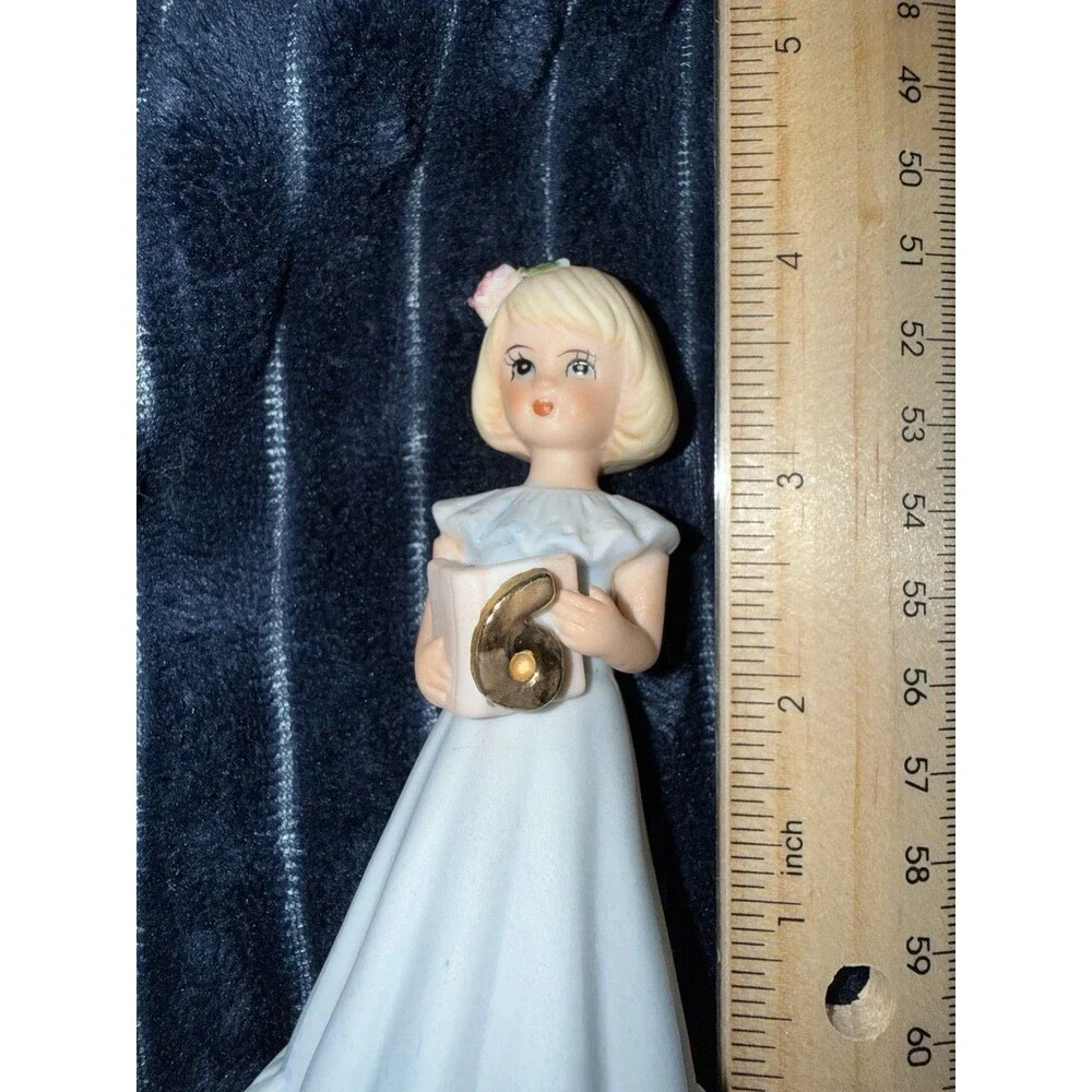 1981 Vintage Enesco Porcelain Growing Up Birthday Girl Figurine - Age 6